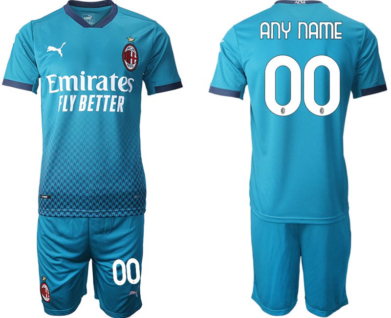 Men 2020-2021 club AC milan away customized blue Soccer Jerseys